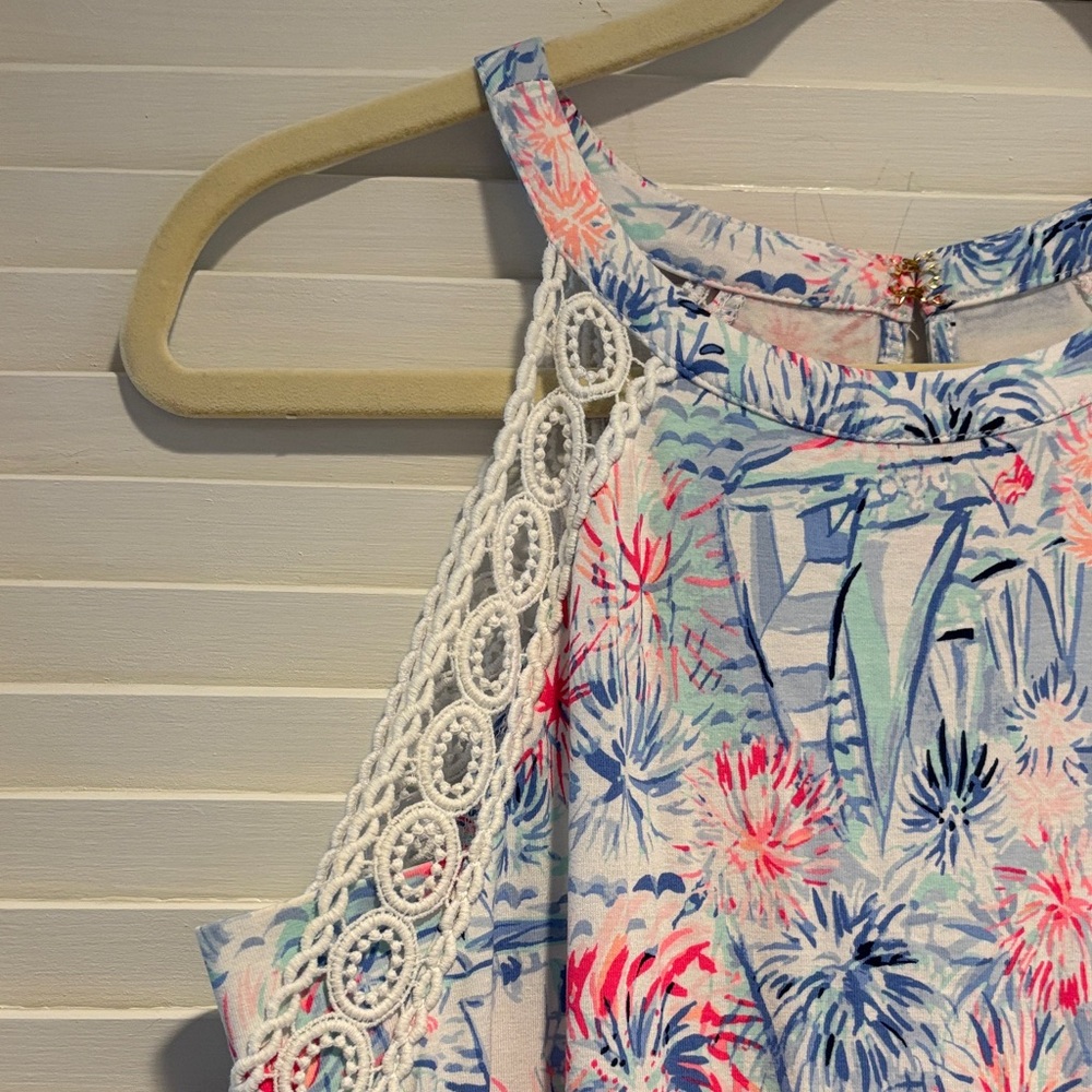 Lilly Pulitzer size small nautical fireworks Halter Romper with Crochet Trim - Picture 2 of 8